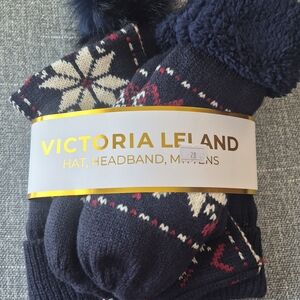 Navy Mittens with Snowflake Design